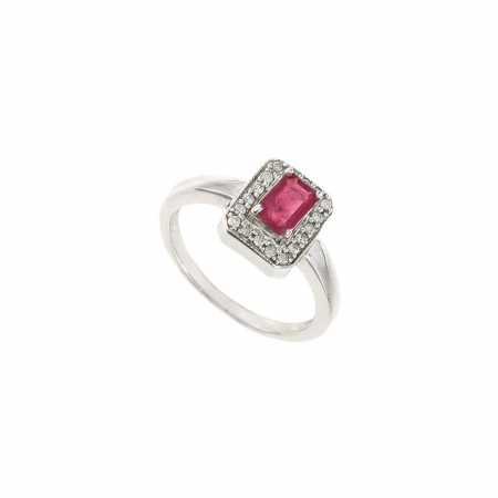 Fine Jewelry Vault UBSR60115RUW-105RS7.5 Ruby & Diamond Ring 14K White Gold 1.00 CT - Size 7.5