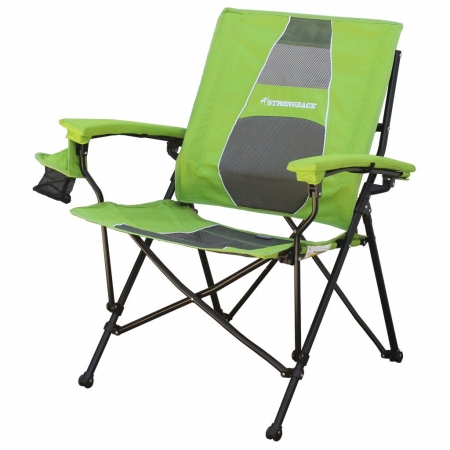 404hac15-lggrm Elite Folding Camp Chair, Lime Green & Grey Mesh