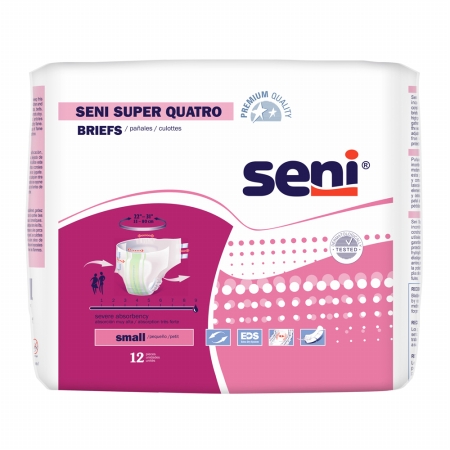S-sm12-bq1 Seni Super Quatro Briefs For Severe Incontinence, Small - Case Of 48