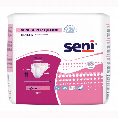S-re10-bq1 Seni Super Quatro Briefs For Severe Incontinence, Regular - Case Of 40