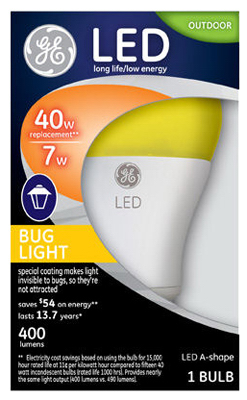 209695 7 Watt Outdoor Bug Led Light Bulb, Yellow