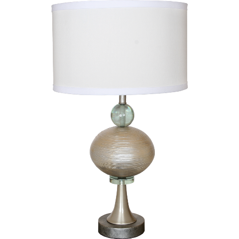 771472 Ring O Orson Table Lamp, Brushed Nickel With Antique Stain, Saturn Gray & Silver Moss