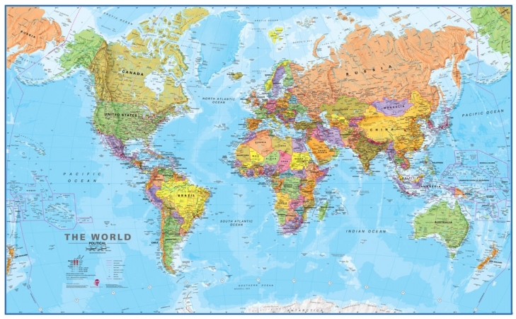 Milwld120antq 1-20 Scale Laminated World Antique Wall Map