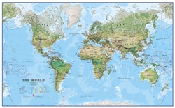 Milwld120phys 1-20 Scale Laminated World Physical Environment Wall Map