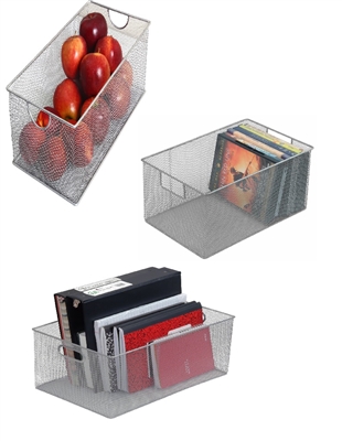 2321-1116-198SET 3 Piece Mesh Open Bin Storage Basket Organizers Set