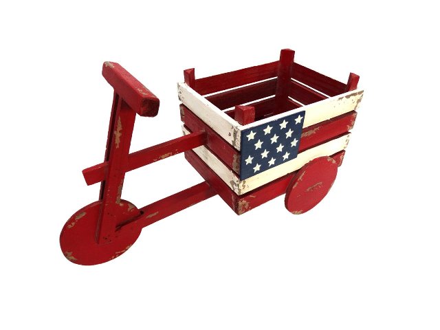Alpine Corp Bky102hh American Flag Tricycle Wood Planter