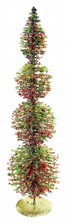 Alpine Corp Cim154hh-s 18 In. Rattan & Berries Xmas Tree With 4 Circular Shaped Tiers