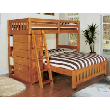2105-tfh Loft Twin Over Full Size Bed, Honey - 64 X 80 X 80 In.