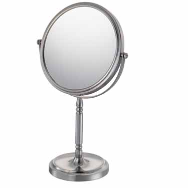 Aptations 866135 Recessed Base Free Standing Duble Sided Magnified Makeup Mirror, Brushed Brass