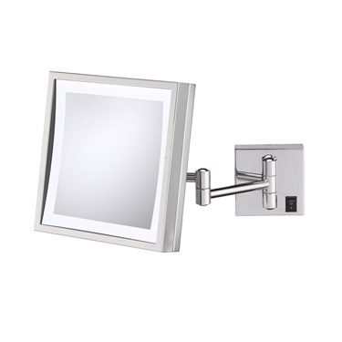 Aptations 91273hw Single Sided Square Led Magnified Makeup Wall Mirror, Brushed Nickel - 5500k