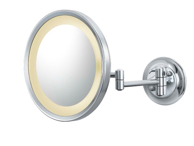 Aptations 944-35-85hw Single Sided Square Led Magnified Makeup Wall Mirror, Polished Nickel - 3500k