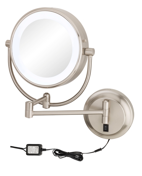 Aptations 945-55-75hw Neomodern Led Lighted Magnified Makeup Wall Mirror, Brushed Nickel - 5500k
