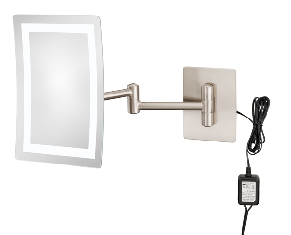 Aptations 949-35-43hw Single Sided Led Lighted Rectangular Magnified Makeup Wall Mirror, Chrome - 3500k