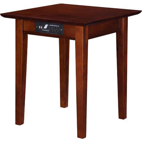 Shaker End Table With Charger, Walnut