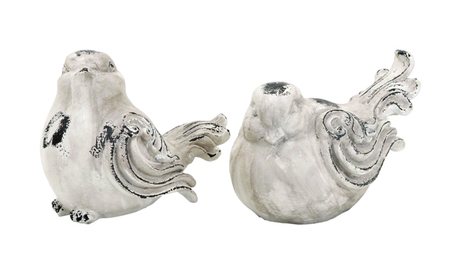 20933 Garden Bird With Antique Appearance - Set Of 2