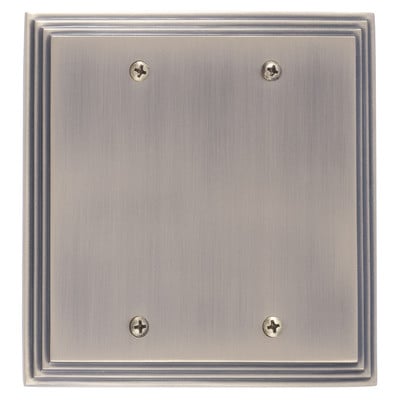 M02-s25xx-609 Classic Steps Double Blank Antique Brass Switchplates