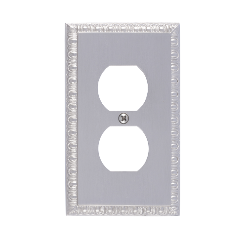 M05-s7510-619 Egg & Dart Single Outlet Satin Nickel Switchplates
