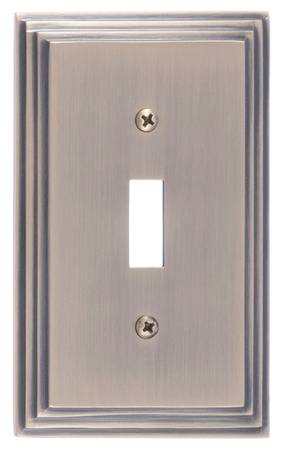 M02-s2500-609 Classic Steps Single Antique Brass Switchplates