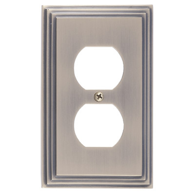 M02-s2510-609 Classic Steps Single Outlet Antique Brass Switchplates