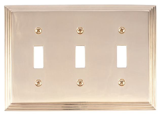 M02-s2550-605 Classic Steps Triple Polished Brass Switchplates