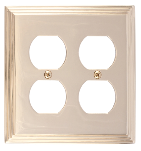 M02-s2560-605 Classic Steps Double Outlet Polished Brass Switchplates
