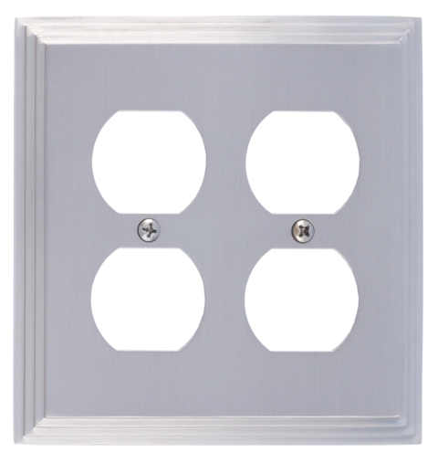 M02-s2560-619 Classic Steps Double Outlet Satin Nickel Switchplates