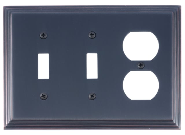 M02-s2580-613vb Classic Steps Two Switch & One Outlet Triple Combo Venetian Bronze Switchplates