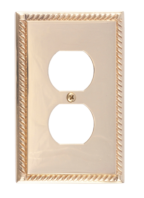 M06-s8510-605 Georgian Single Outlet Polished Brass Switchplates