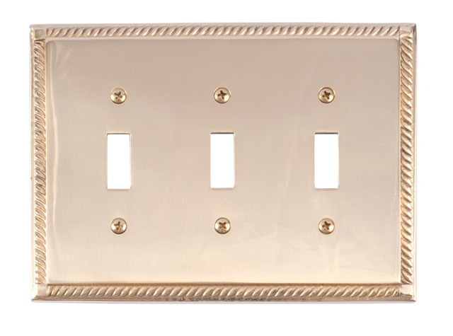 Georgian Triple Polished Brass Switchplates