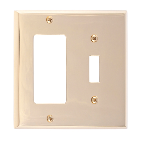 Quaker Switch & Gfci Double Combo Polished Brass Switchplates