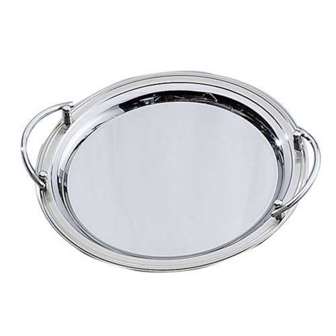 Elegance Round Stainless Steel Tray With Handles