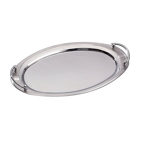 Elegance Oval Stainless Steel Tray With Handles, 22 X 13 In.