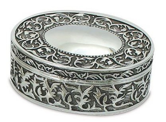 86862 Elegance Nickel Plated Oval Jewelry Box, 5 X 4.25 In.
