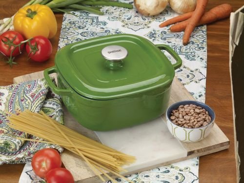 7722g 4 Qt. Casserole Dish With Lid Enameled Cast Iron, Green