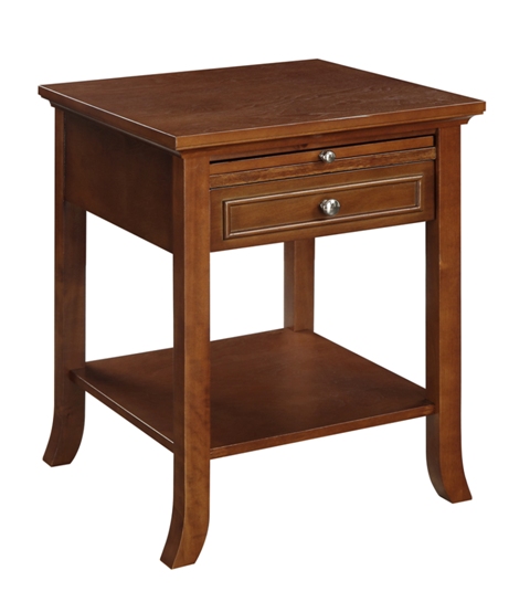 7102045es Logan End Table With Drawer & Slide, Espresso - 18 X 18 X 24 In.