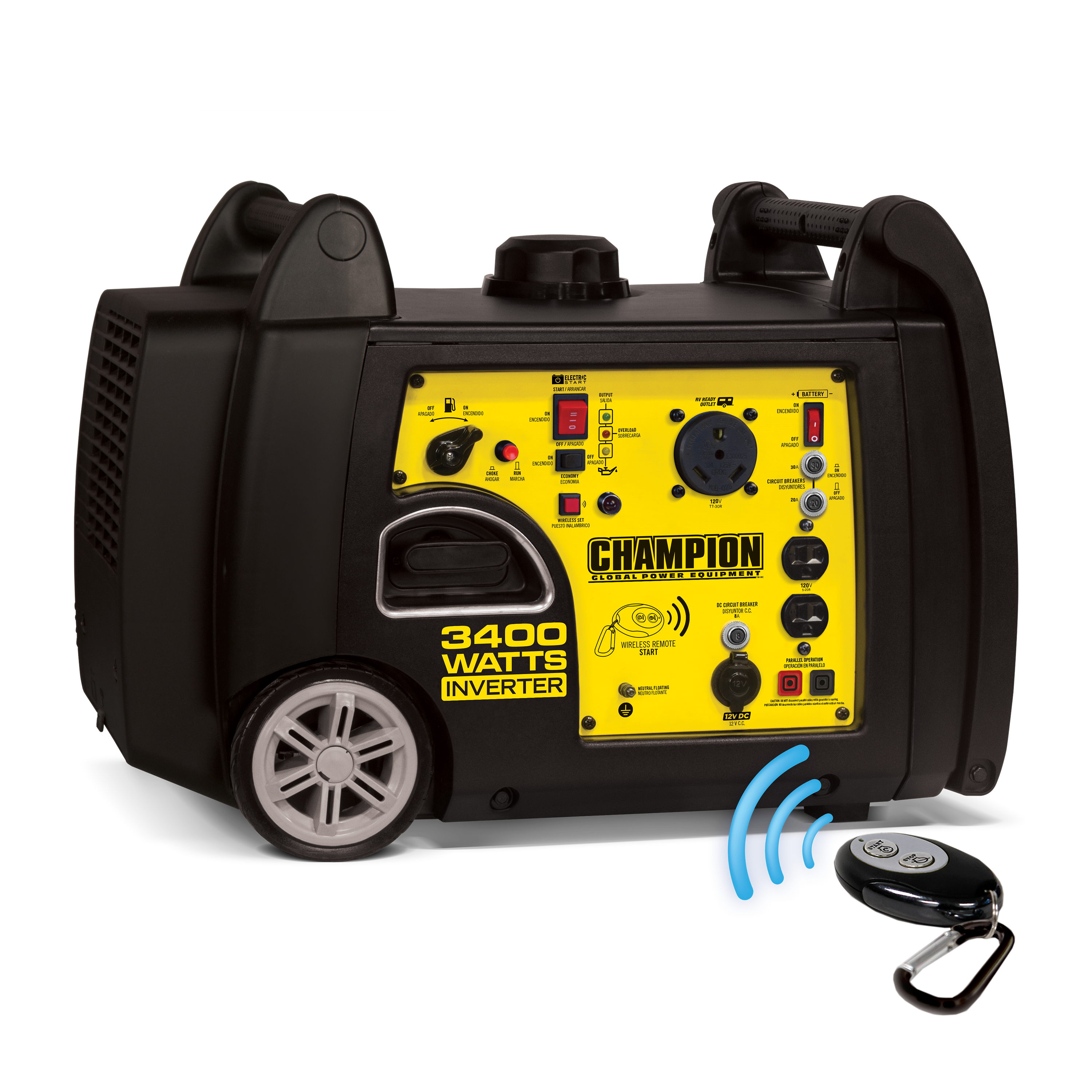 100261 3100 - 3400 Watt Portable Gas-powered Remote Start Inverter Generator With Rv Ready Carb