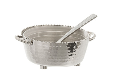 Classic Touch Mdlc74n Beaded Dip Bowl, Nickel - Small