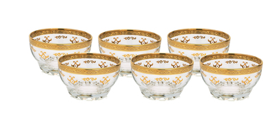Classic Touch Cab679 Set Of 6 Dessert Bowls With Rich Gold Artwork