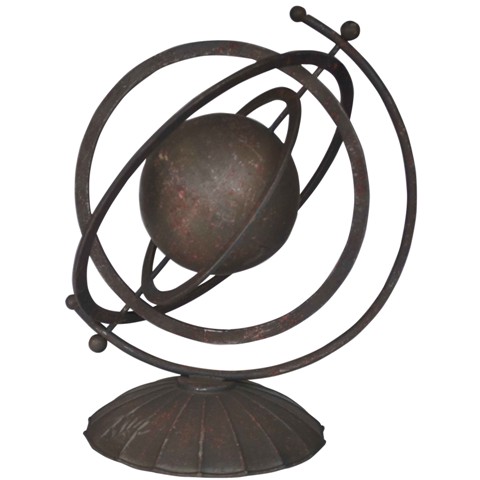 Fp-4237 Metal Orb Sculpture, Bronze - 18 X 9.5 X 14 In.