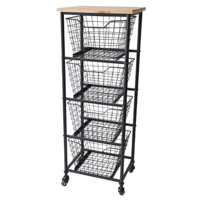 Fp-4307 4 Wire Drawer Wood Top Storage Cabinet - 41 X 11.75 X 15.25 In.