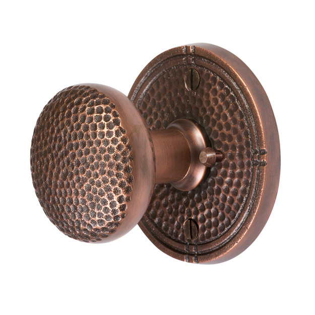Copper Factory Cf180an Round Privacy Door Set With Heavy Solid Cast Brass, Antique Copper - 3 In.