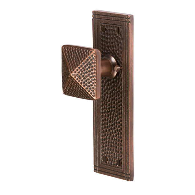 Copper Factory Cf182an Rectangular Privacy Door Set With Heavy Solid Cast Brass, Antique Copper