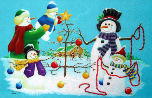 Dm 105 Holiday Snowmen Doormat, Blue