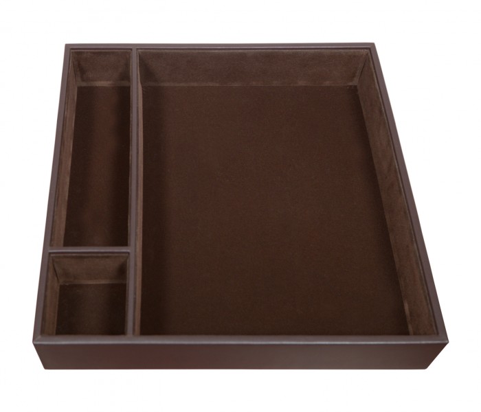 A3440 Leather Conference Room Organizer Tray, Chocolate Brown