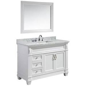 Design Element Dec059b-w-w 48 In. Hudson Single Sink Vanity Set In White With Carrara Marble Countertop