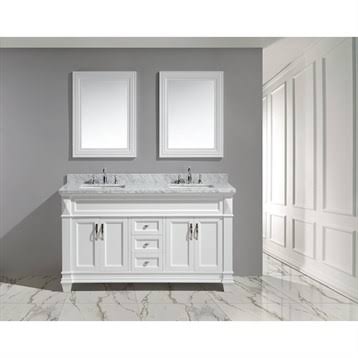 Design Element Dec059c-w-w 60 In. Hudson Double Sink Vanity Set In White With Carrara Marble Countertop