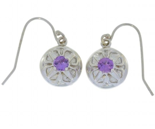 4mm-dng-ame Amethyst Round Dangle Earrings 0.925 Sterling Silver