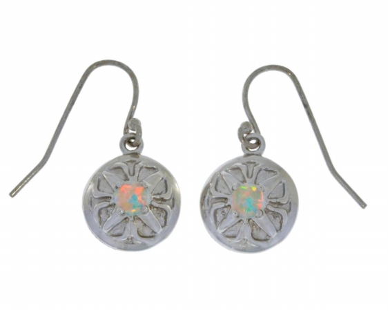 4mm-dng-opal Opal Round Dangle Earrings 0.925 Sterling Silver