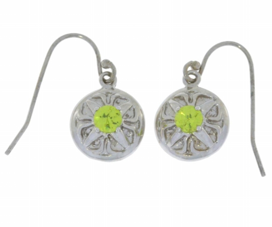 4mm-dng-per Peridot Round Dangle Earrings 0.925 Sterling Silver