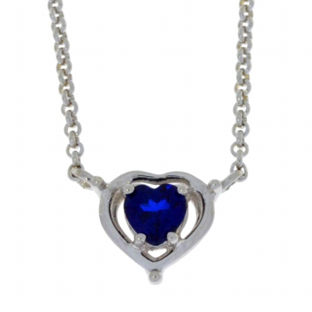 0.50 Ct Blue Sapphire Heart Pendant 0.925 Sterling Silver